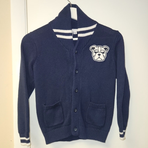 Janie And Jack Varsity Shawl Cardigan In Navy And White Size 7 - Picture 10 of 11